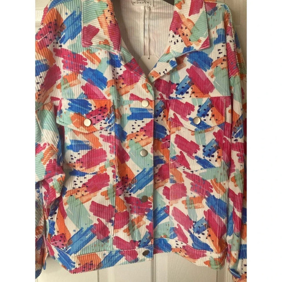Boutique Emily Wonder sz L multicolor corduroy shacket - Picture 3 of 10
